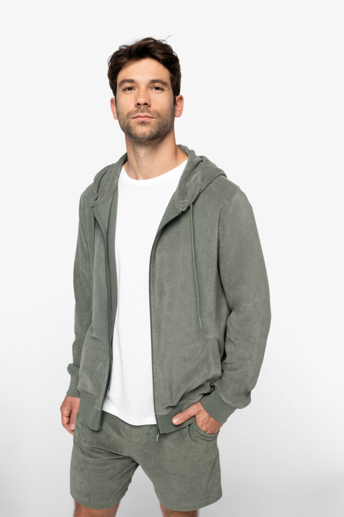 Sweat-shirt écoresponsable en éponge zippé à capuche homme